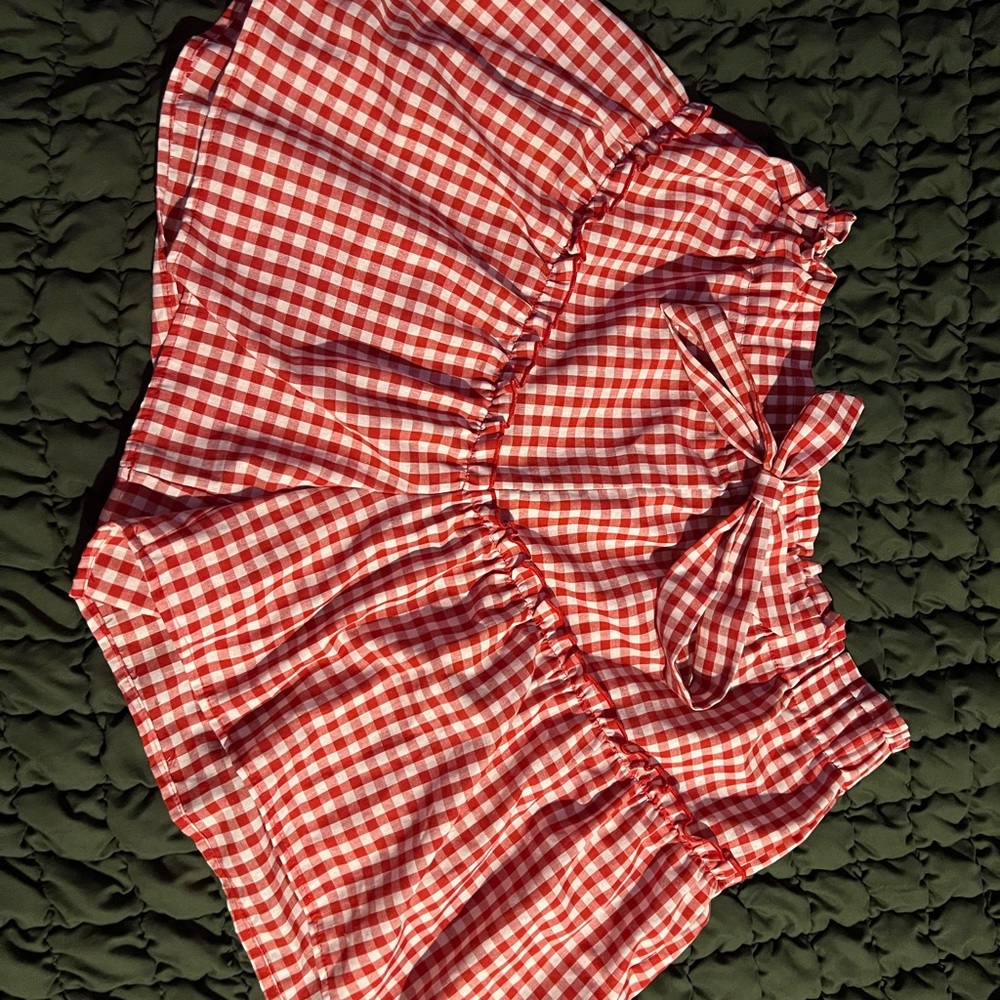 SHEIN Red Gingham High Waist Shorts